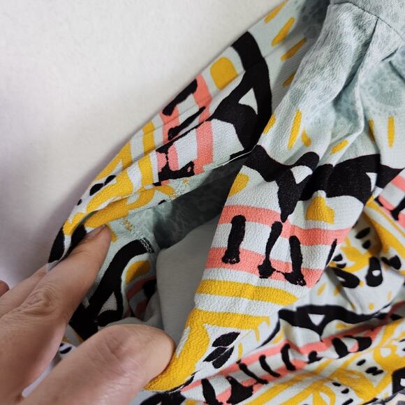 Free People Tegan Border Boho Mini Dress Floral Tunic Flowy Fairy Pockets Blue 4 - Picture 11 of 16